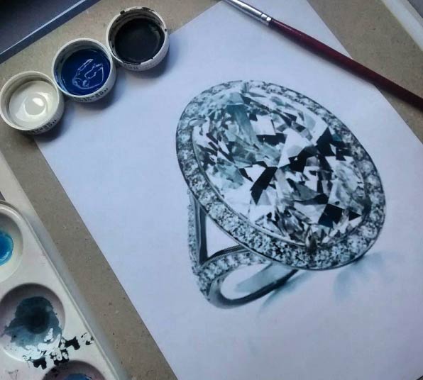 نقاشی های زیبا از الماس و جواهرات توسط هلنا روچا 